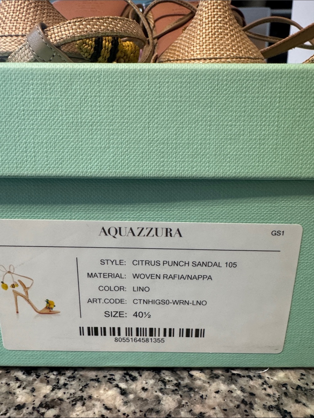 Aquazzura Tan Woven Lemon-Embellished Ankle-Tie Heels - Picture 2 of 5
